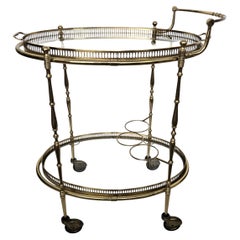 Mid-Century Hollywood Regency Two-Tier Brass and Glass Bar Cart, Italy, 1970s