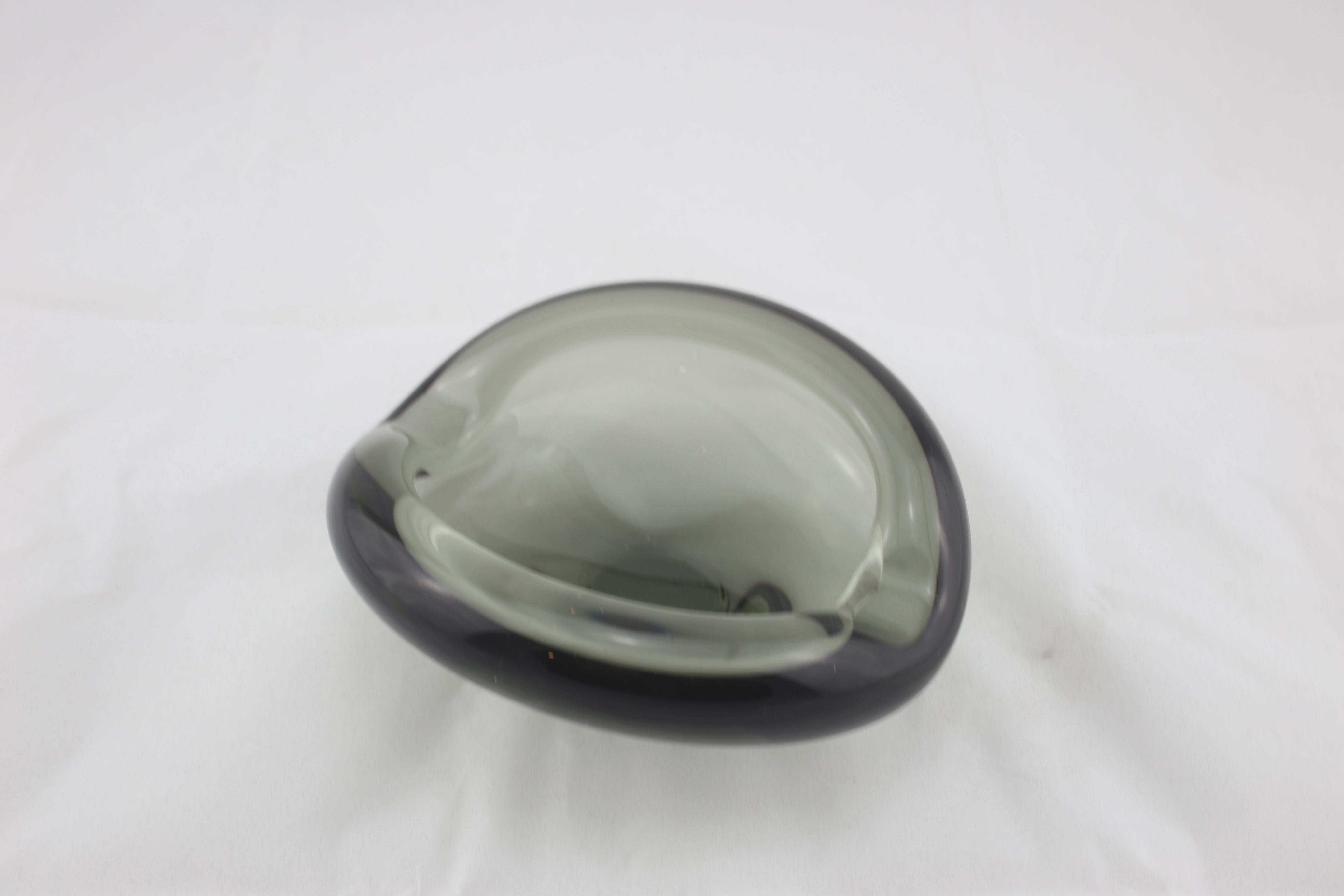 Midcentury Holmegaard Per Lukten Glass Smoke Danish Oval Ashtray, 1960s ...