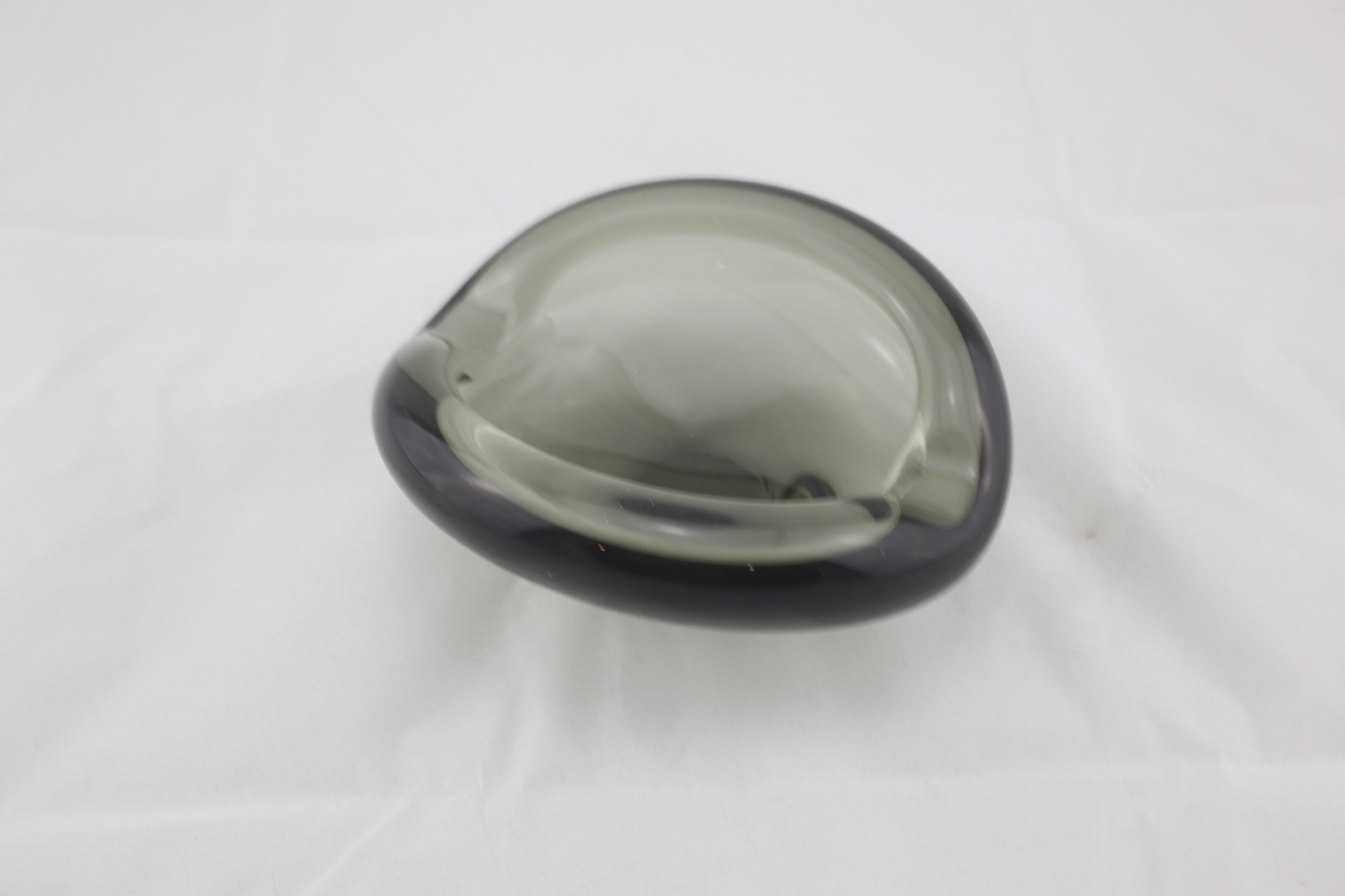 Midcentury Holmegaard Per Lukten Glass Smoke Danish Oval Ashtray, 1960s ...