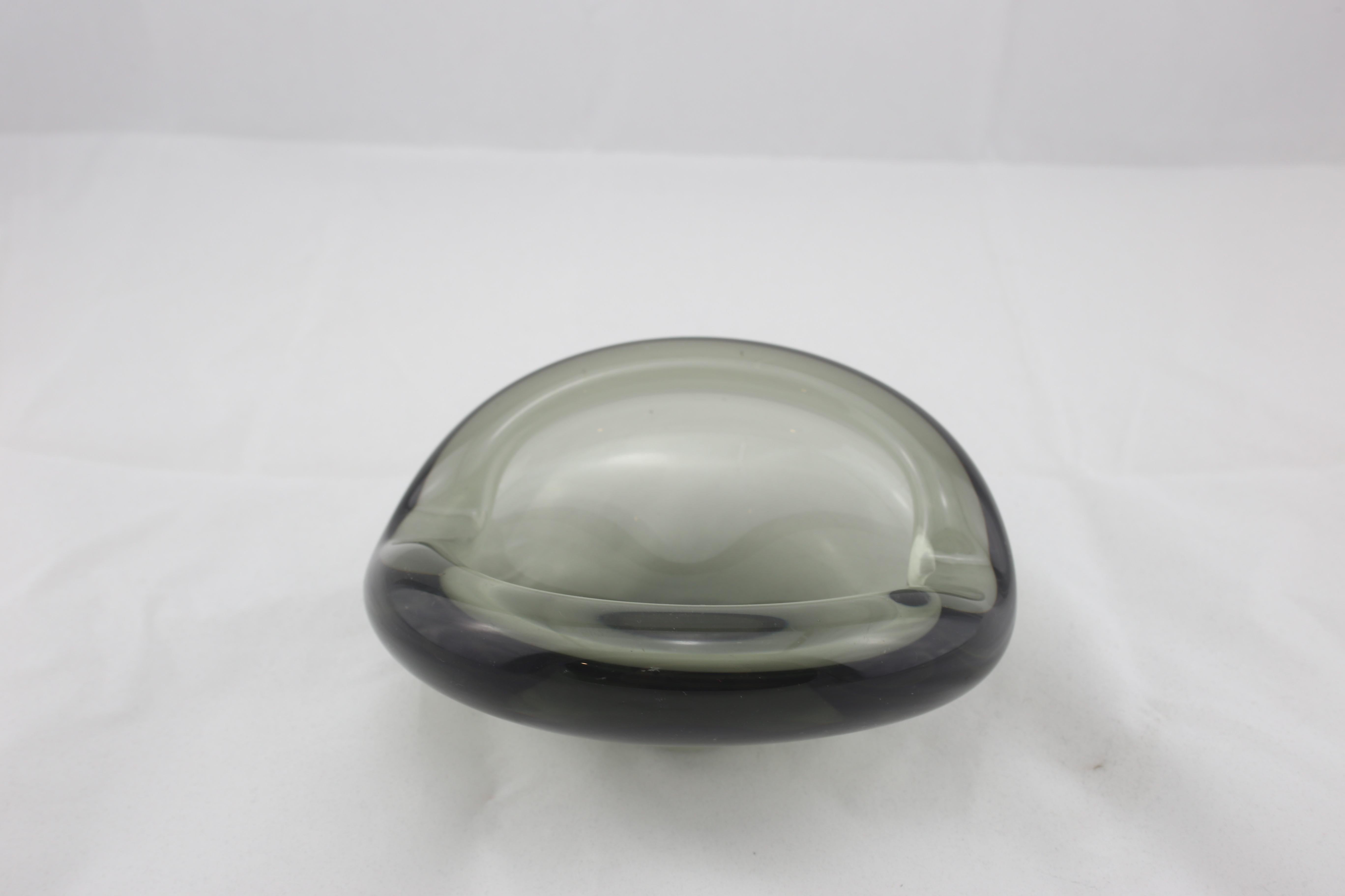 Midcentury Holmegaard Per Lukten Glass Smoke Danish Oval Ashtray, 1960s ...