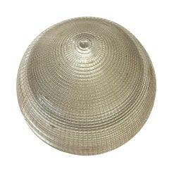 Mid-century Holophane Ceiling Light Teardrop Globe with Brass Fitter