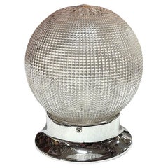 Mid-century Holophane Glass Globe Pendant Light w/ Chromes Steel Fitter