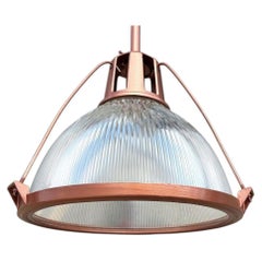Mid Century Holophane Pendant Ceiling Light Copper-tone Finish