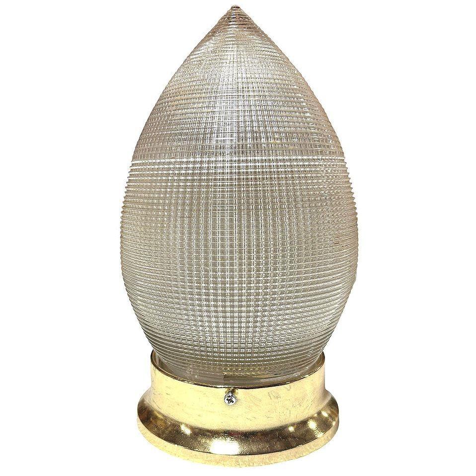 Lámpara colgante de techo de cristal de lágrima holófano de mediados de siglo con adaptador de latón en Bueno estado para la venta en Van Nuys, CA
