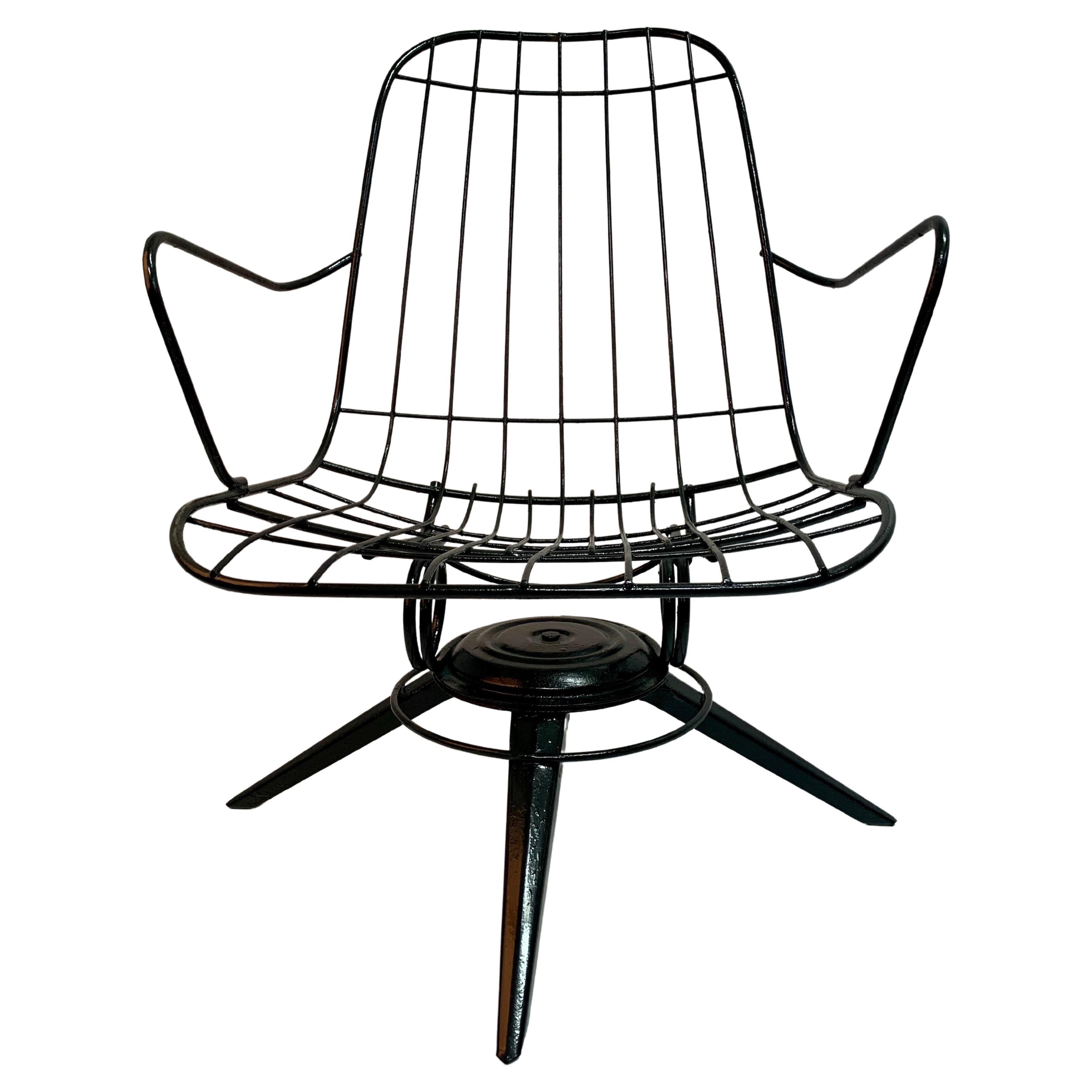 Mid-Century Homecrest Metal Wire Swivel Rocking Chair For Sale
