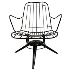 Mid-Century Homecrest Metal Wire Swivel Rocking Chair