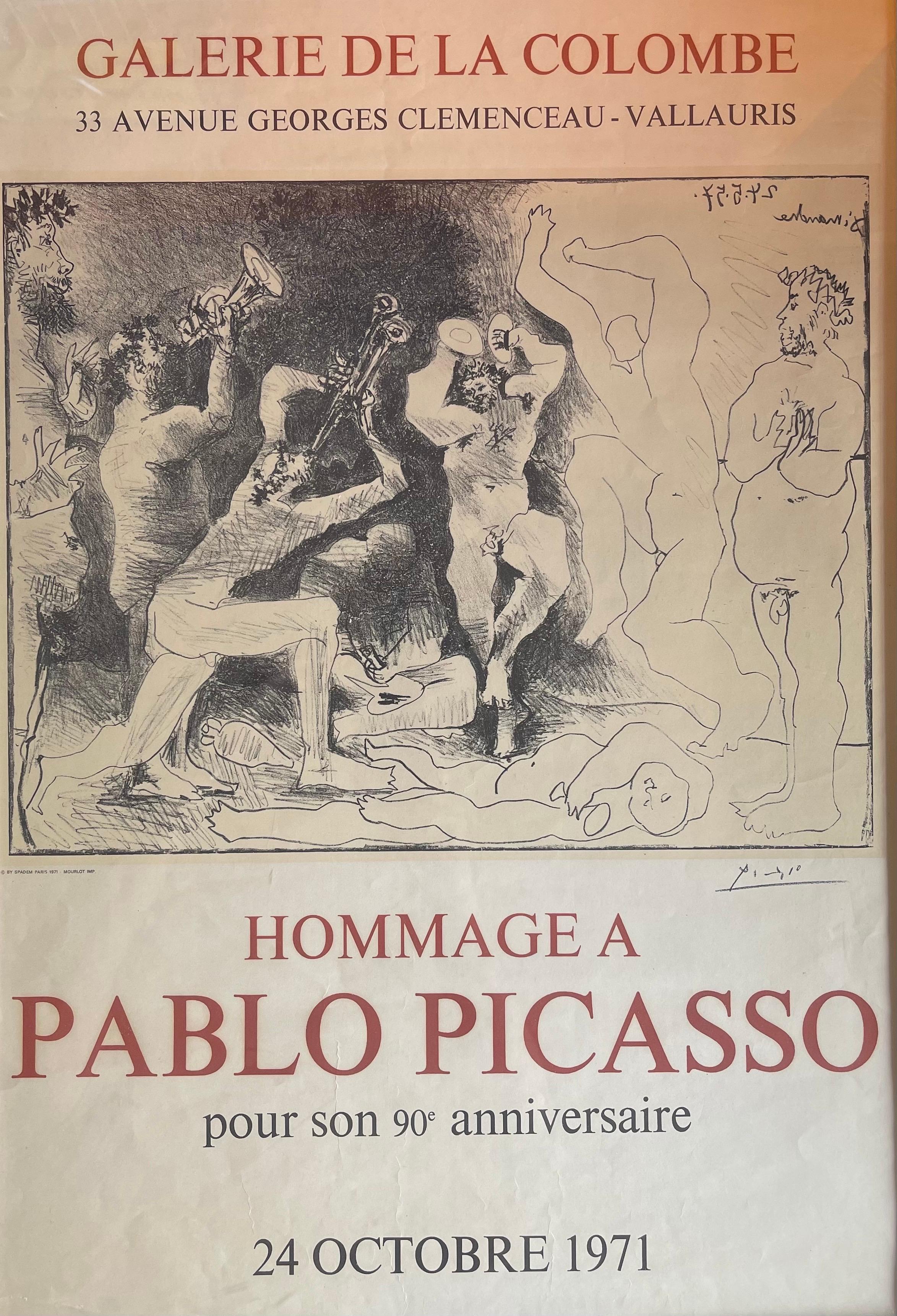 Lithographie/Poster „Hommage an Pablo Picasso“ aus der Mitte des Jahrhunderts (Französisch) im Angebot