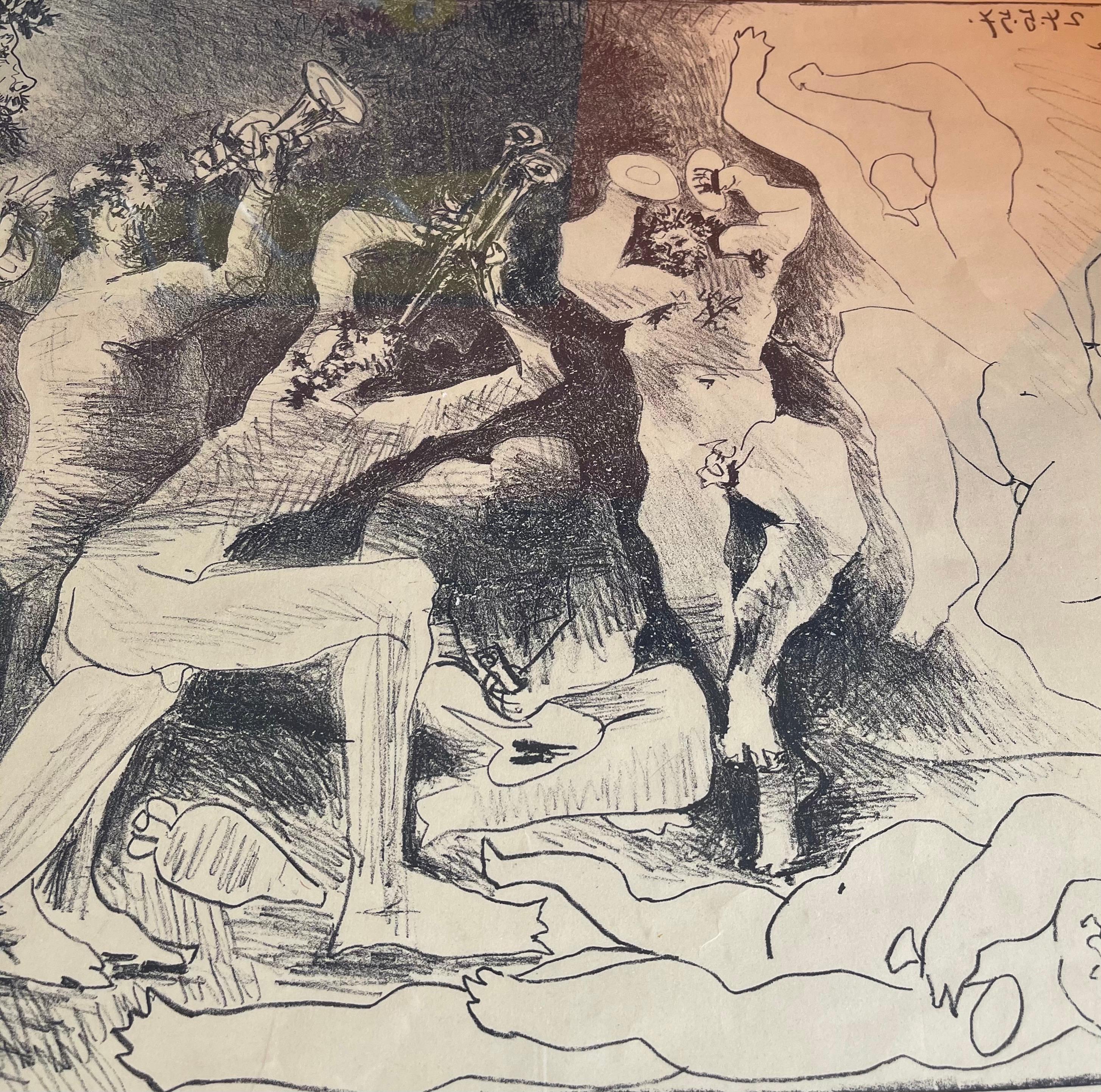 Lithographie/Poster „Hommage an Pablo Picasso“ aus der Mitte des Jahrhunderts (20. Jahrhundert) im Angebot