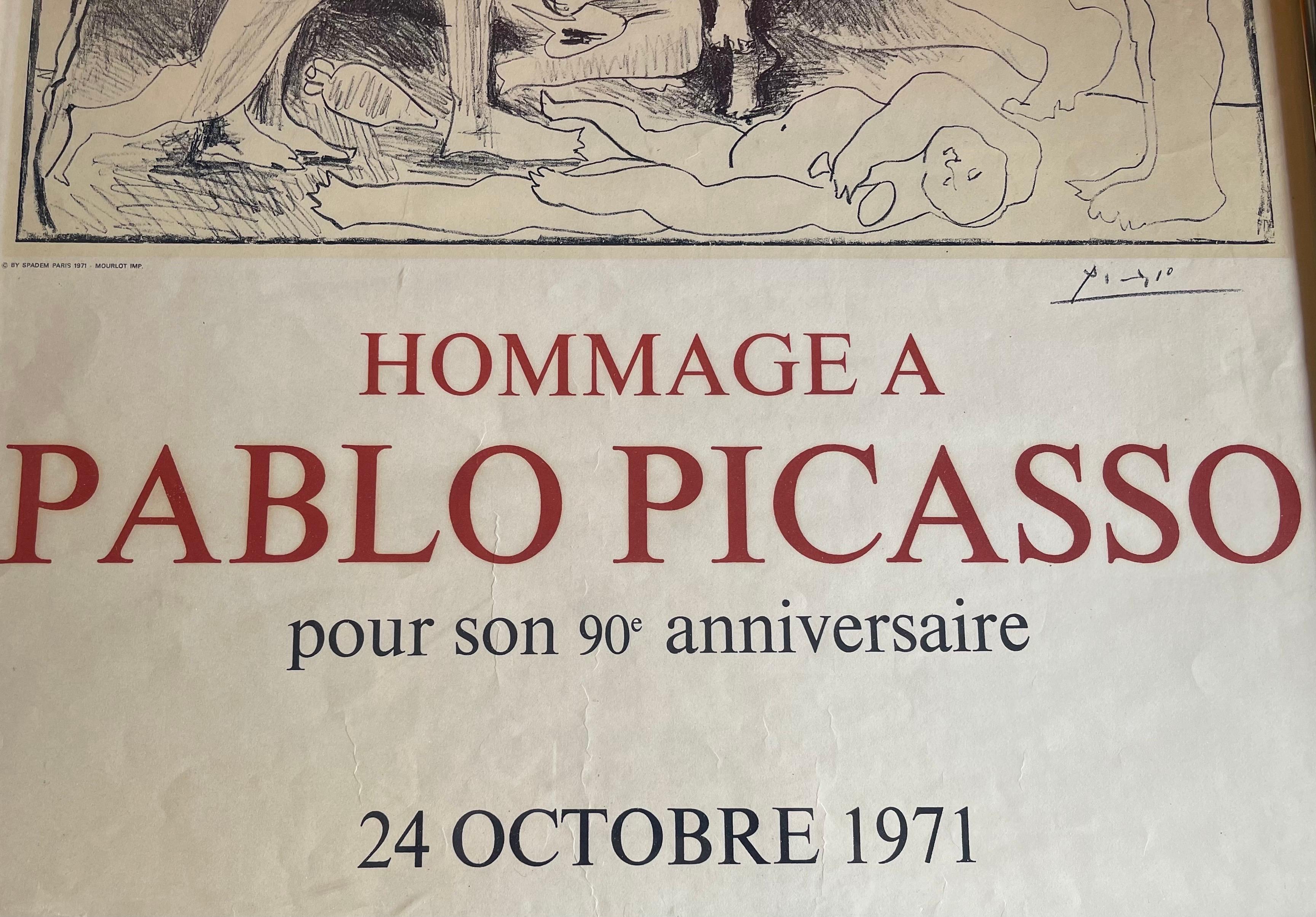 Lithographie/Poster „Hommage an Pablo Picasso“ aus der Mitte des Jahrhunderts (Papier) im Angebot