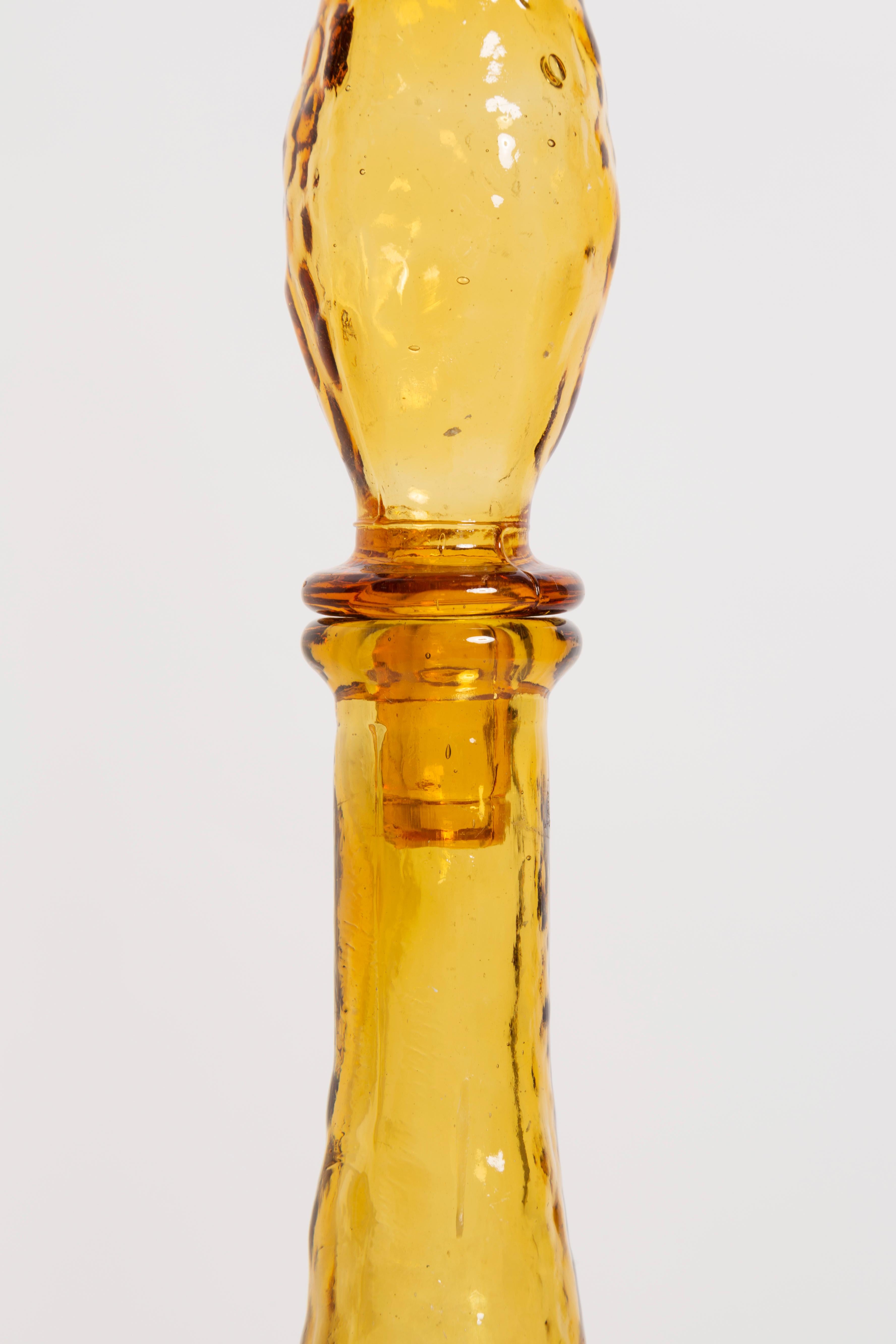 Mid-Century Modern Mid-Century Honey Yellow Empoli Glass Decanter with Stopper, Italy, 1960s For Sale