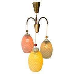 Mid-Century Honeycomb Glass Pendant with Brass – Ukraine, 1950s