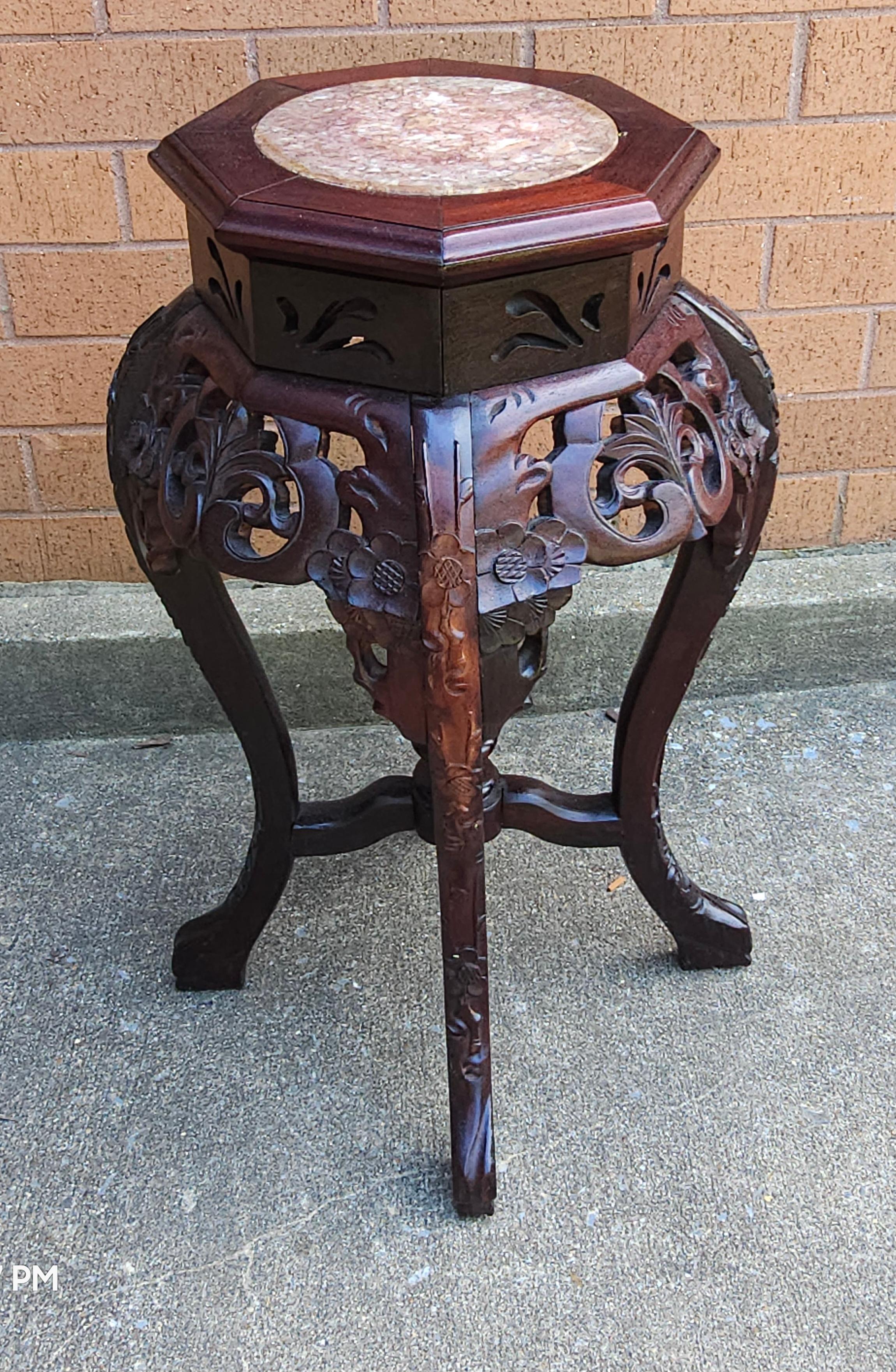 Mid-Century Hongmu und Marmor Top Stand (Viktorianisch) im Angebot
