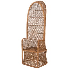 Midcentury Hooded Rattan Armchair