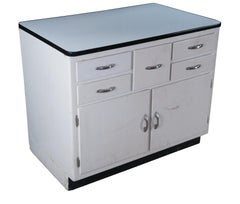 Mid Century Hoosier Farmhouse Enameled Kitchen Bakers Cabinet Cupboard 39"