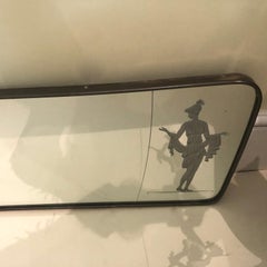 Horizontal Organic Etched Brass Mirror, Italy, Mid-Century, manner of Borsani.