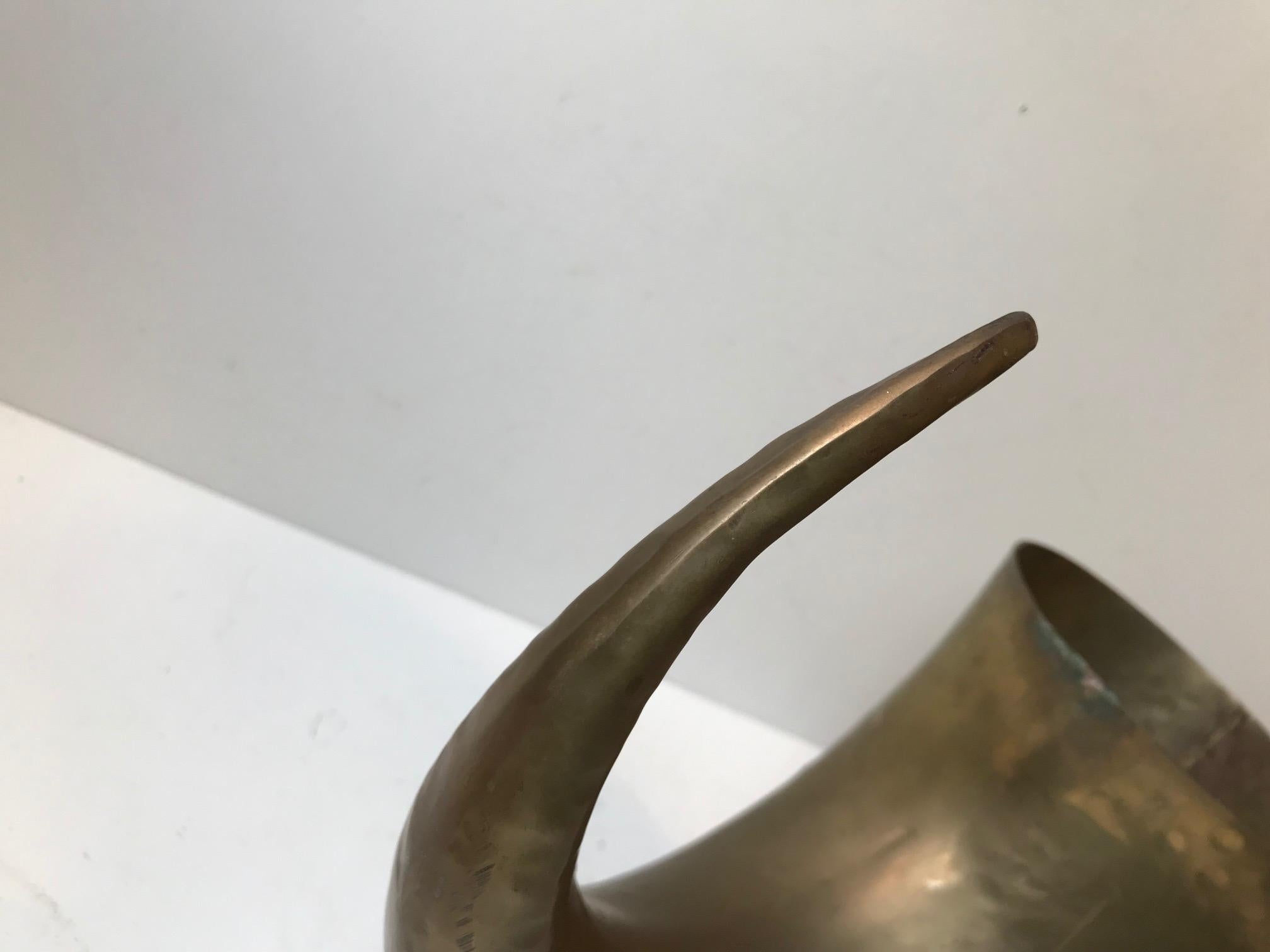 Midcentury Horn Shaped Church Vase in Brass, 1940s For Sale 1