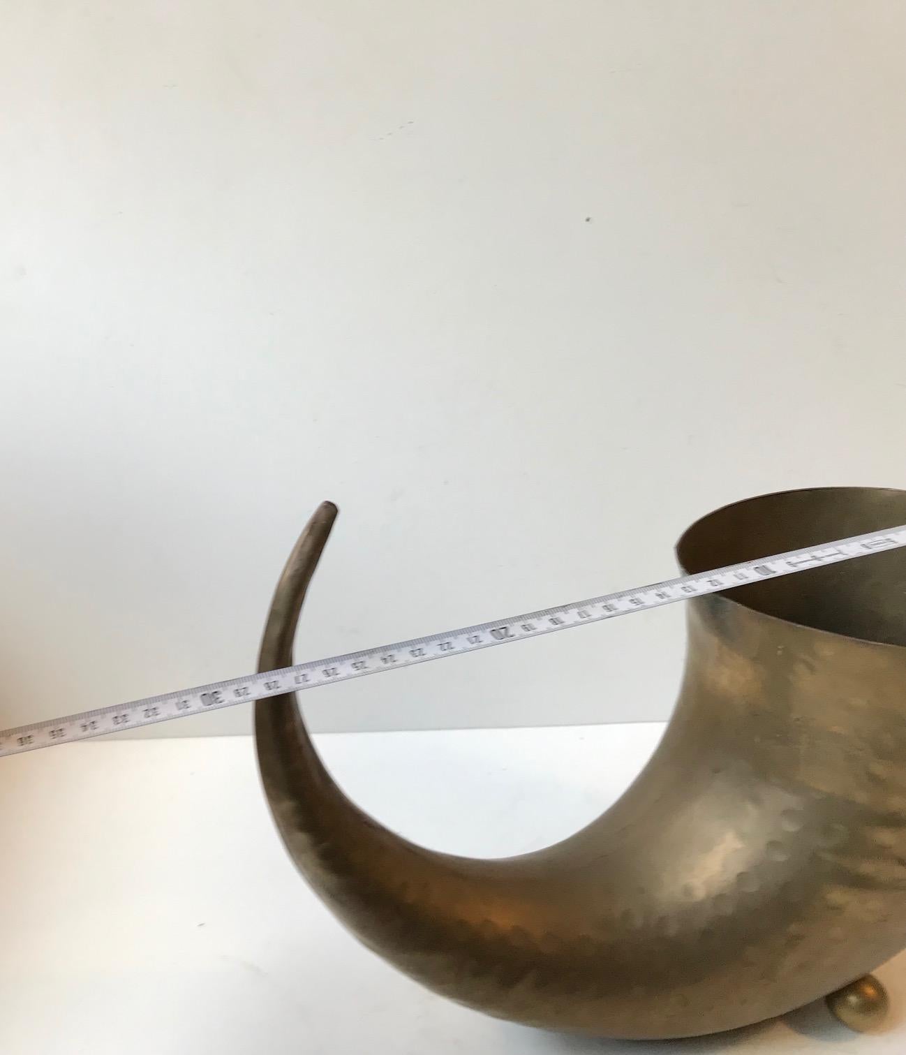 Midcentury Horn Shaped Church Vase in Brass, 1940s For Sale 2