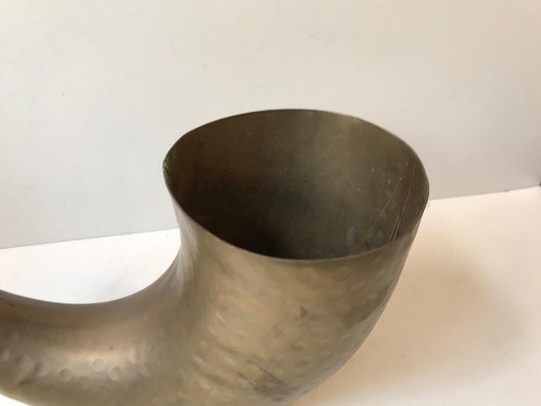 Midcentury Horn Shaped Church Vase in Brass, 1940s For Sale at 1stDibs