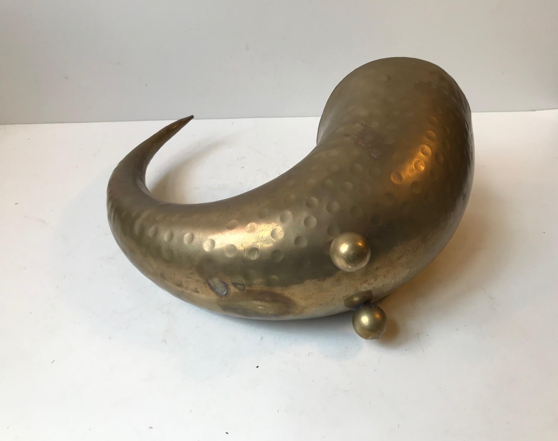 Mid-Century Modern Midcentury Horn Shaped Church Vase in Brass, 1940s For Sale