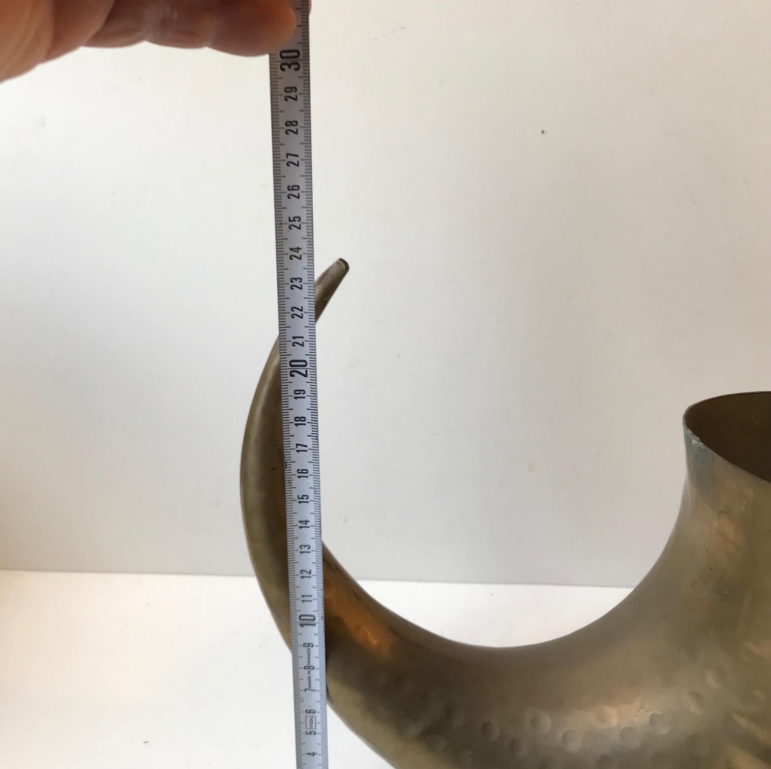 Danish Midcentury Horn Shaped Church Vase in Brass, 1940s For Sale