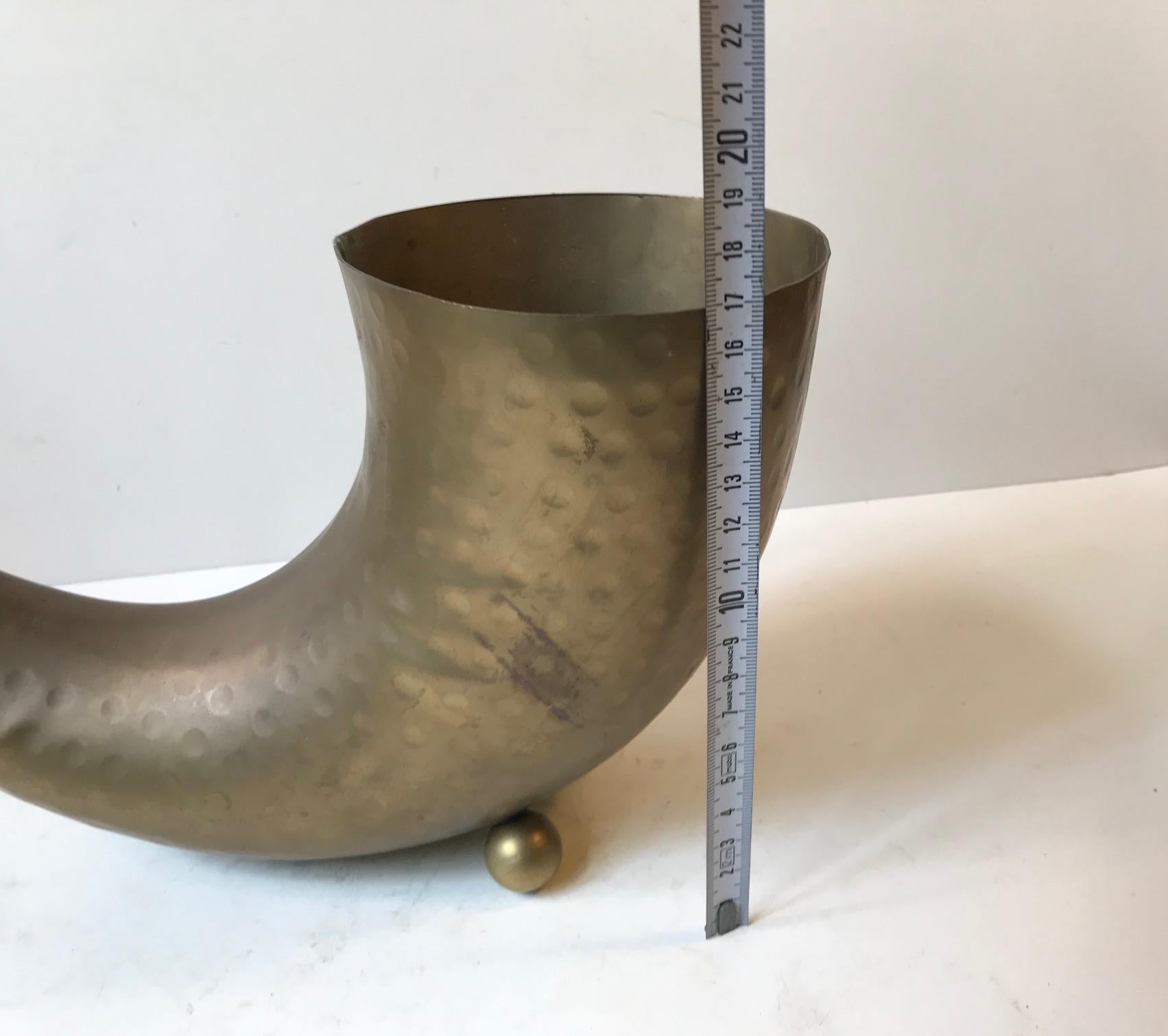 Mid-20th Century Midcentury Horn Shaped Church Vase in Brass, 1940s For Sale