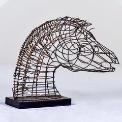 Buste de cheval du milieu du siècle Sculpture en fer ajouré