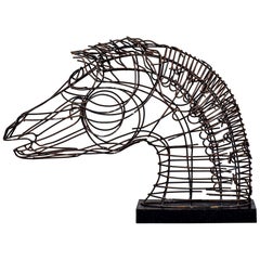 Vintage Mid Century Horse Bust Open Work Iron Sculpture