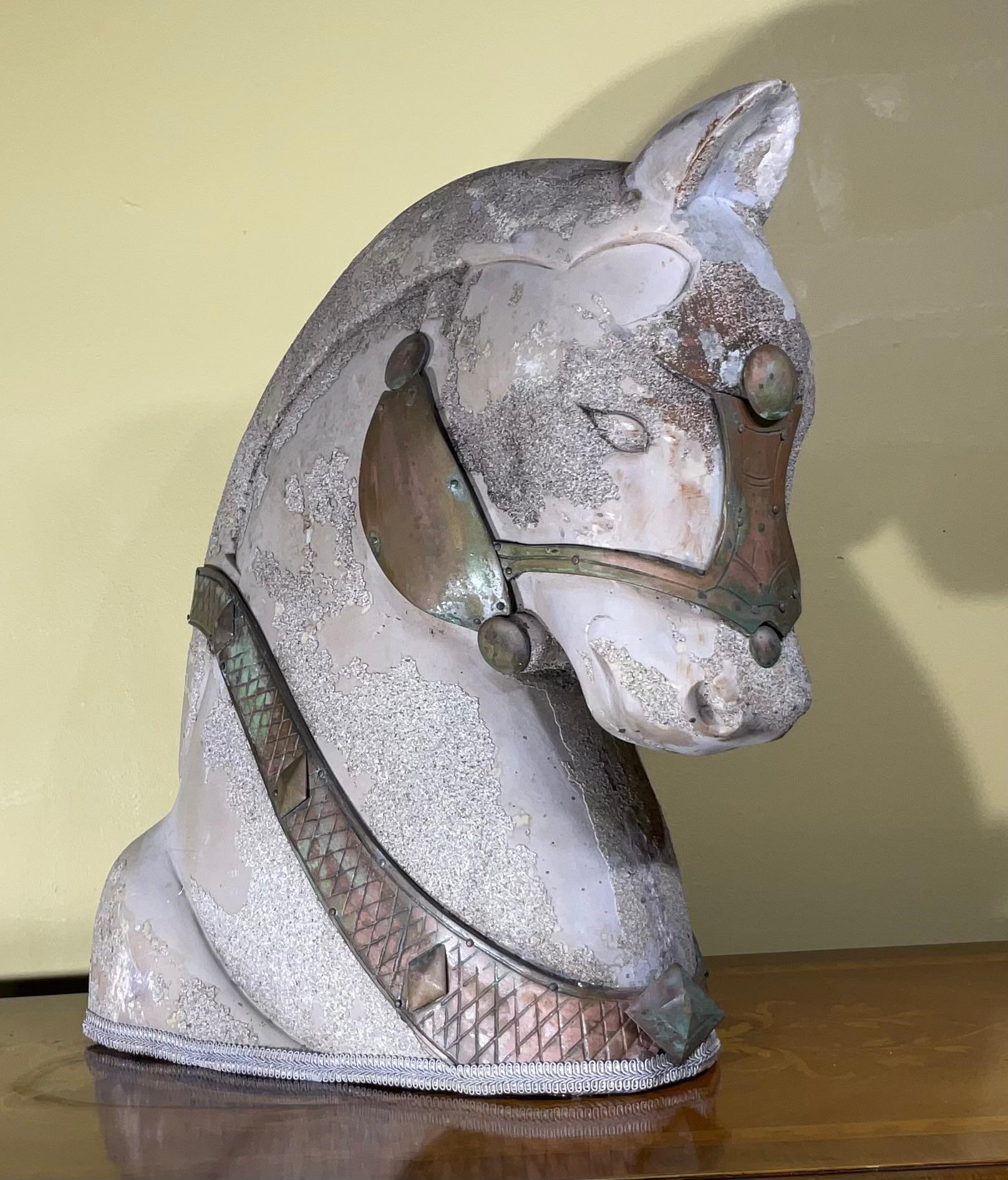 Gesso Mid Century  Horse Head Sculpture  For Sale