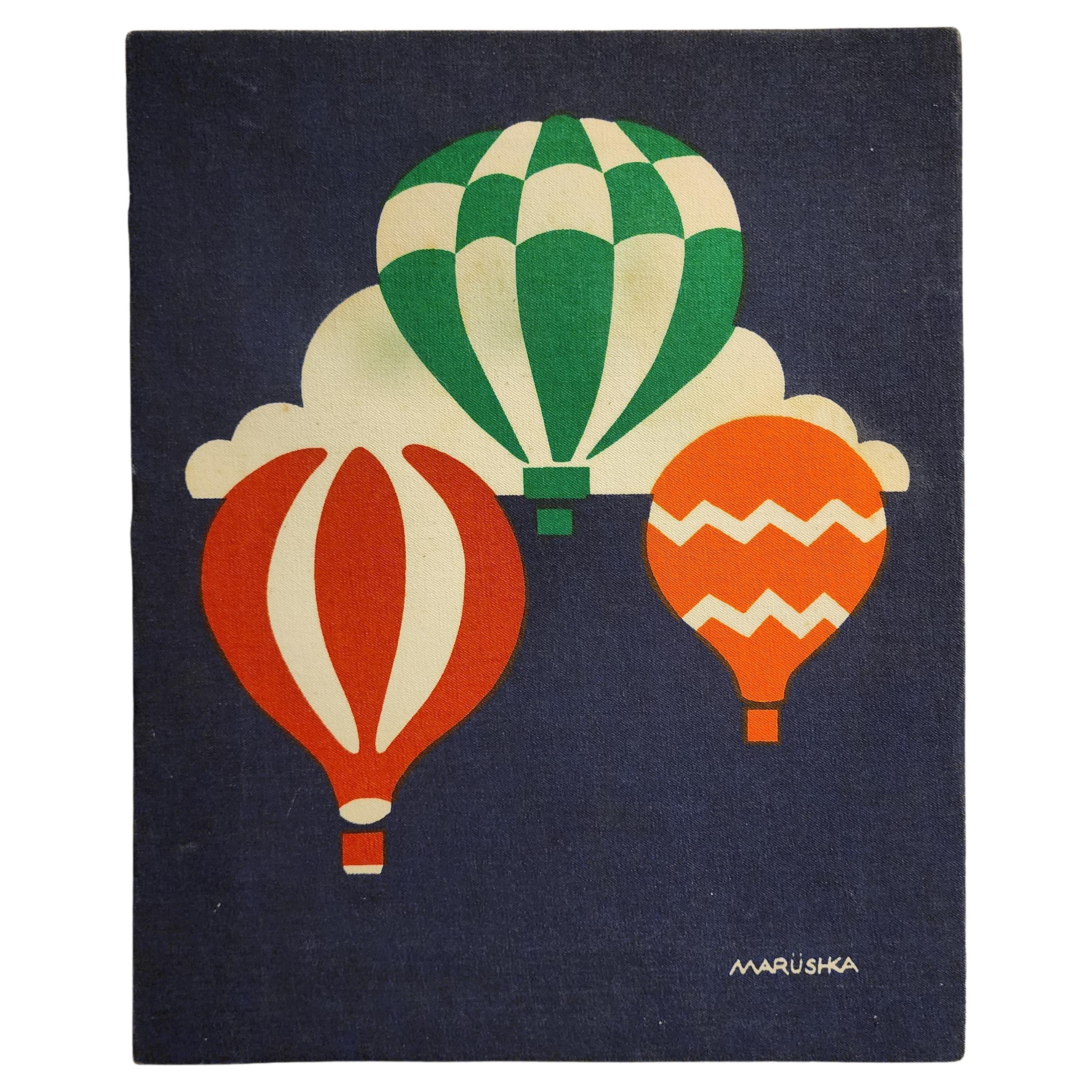 Impression d'art du milieu du siècle sur les ballons à air chaud par Maruska