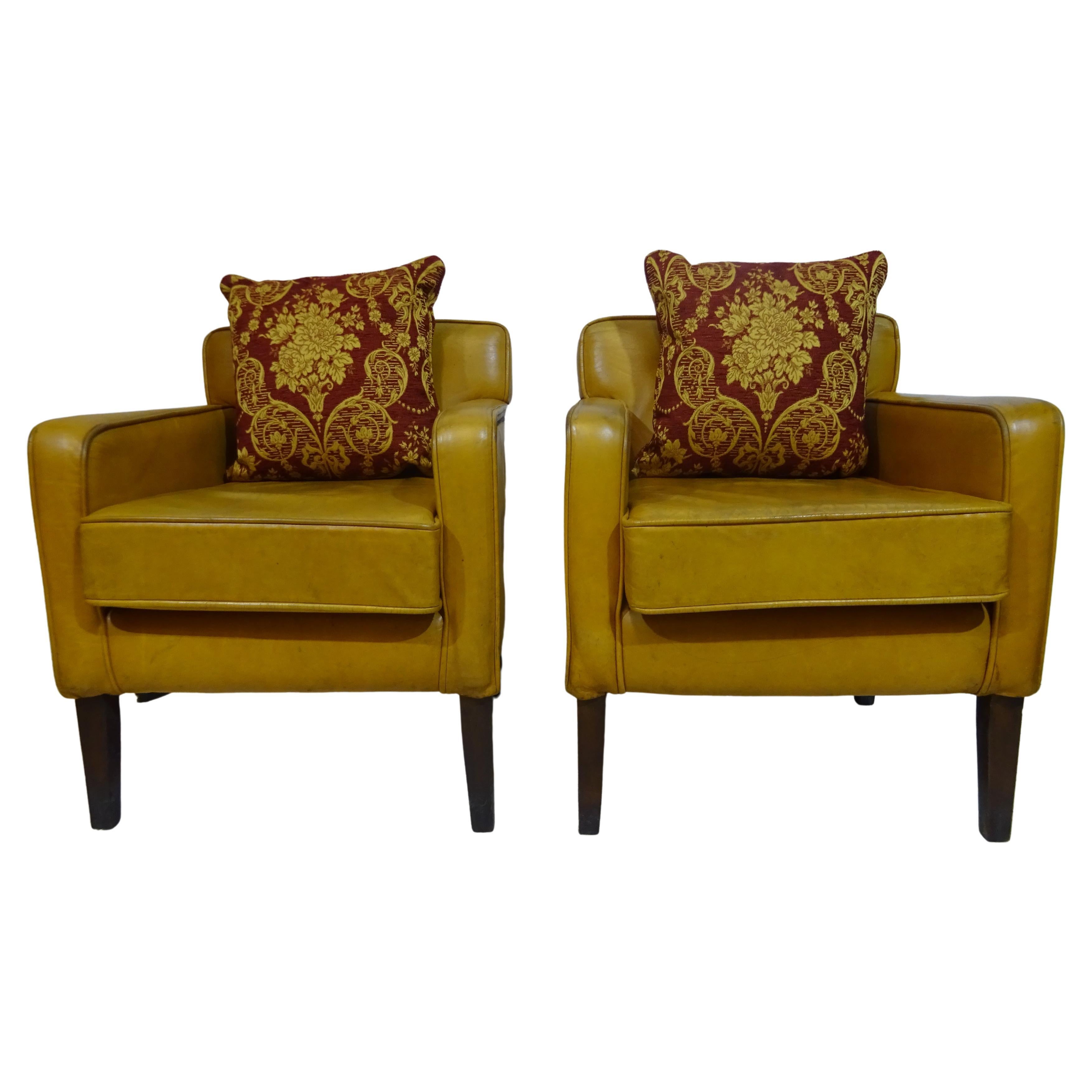 Midcentury Hotel Lounge Chair in Tan Leather