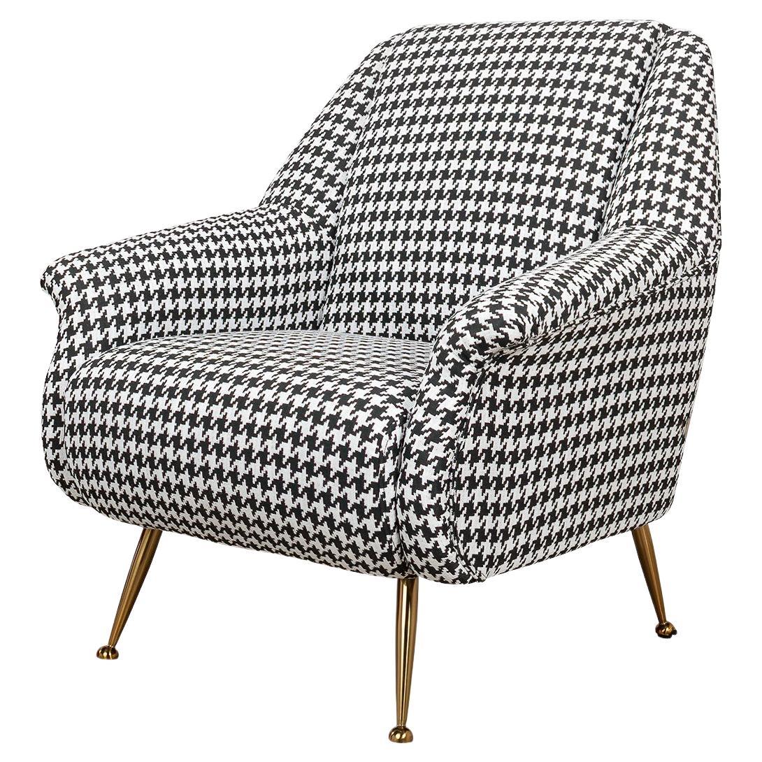Mid Century Houndstooth Armchair For Sale