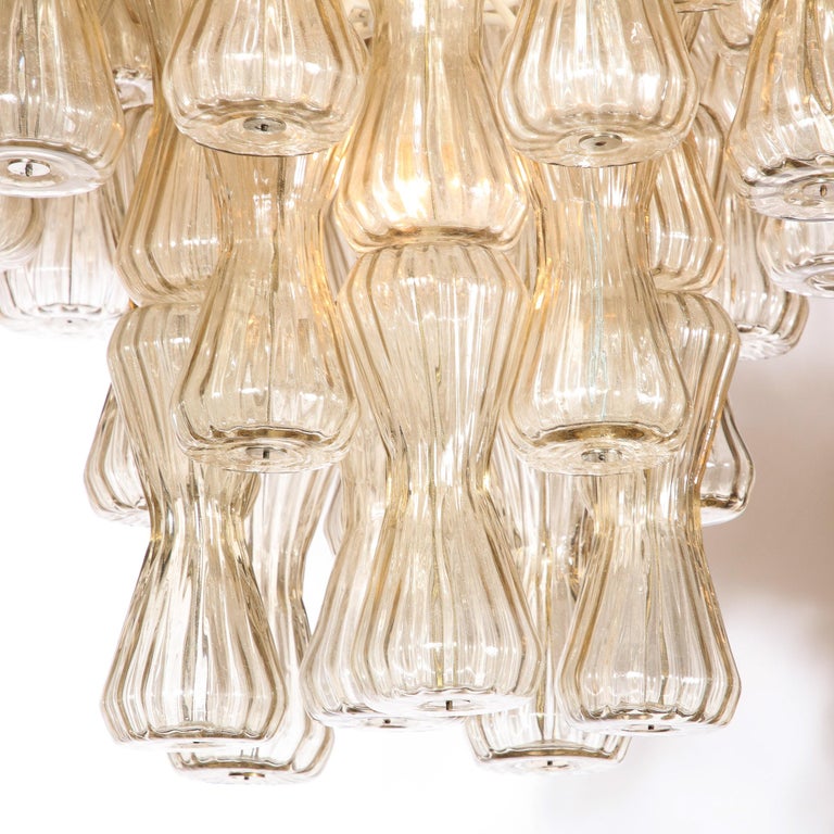 Mid-Century Modern Mid Century Hourglass Chandelier in Hand-Blown Champagne Murano Glass by Seguso