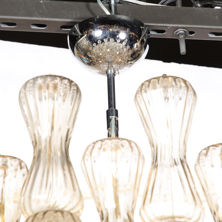 Mid Century Hourglass Chandelier in Hand-Blown Champagne Murano Glass by Seguso 2