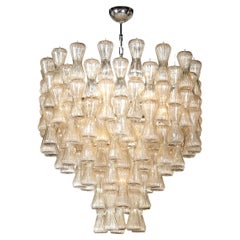 Mid Century Hourglass Chandelier in Hand-Blown Champagne Murano Glass by Seguso