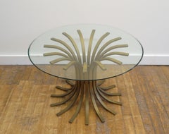 Midcentury Hourglass Form Glass Top End Side Table