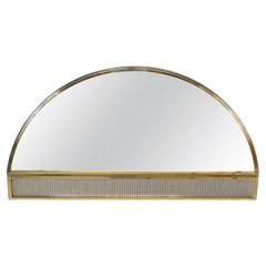 Vintage Mid-Century Huge Italian Arch Mirror in Brass and Chrome by Romeo Rega, 1970s
