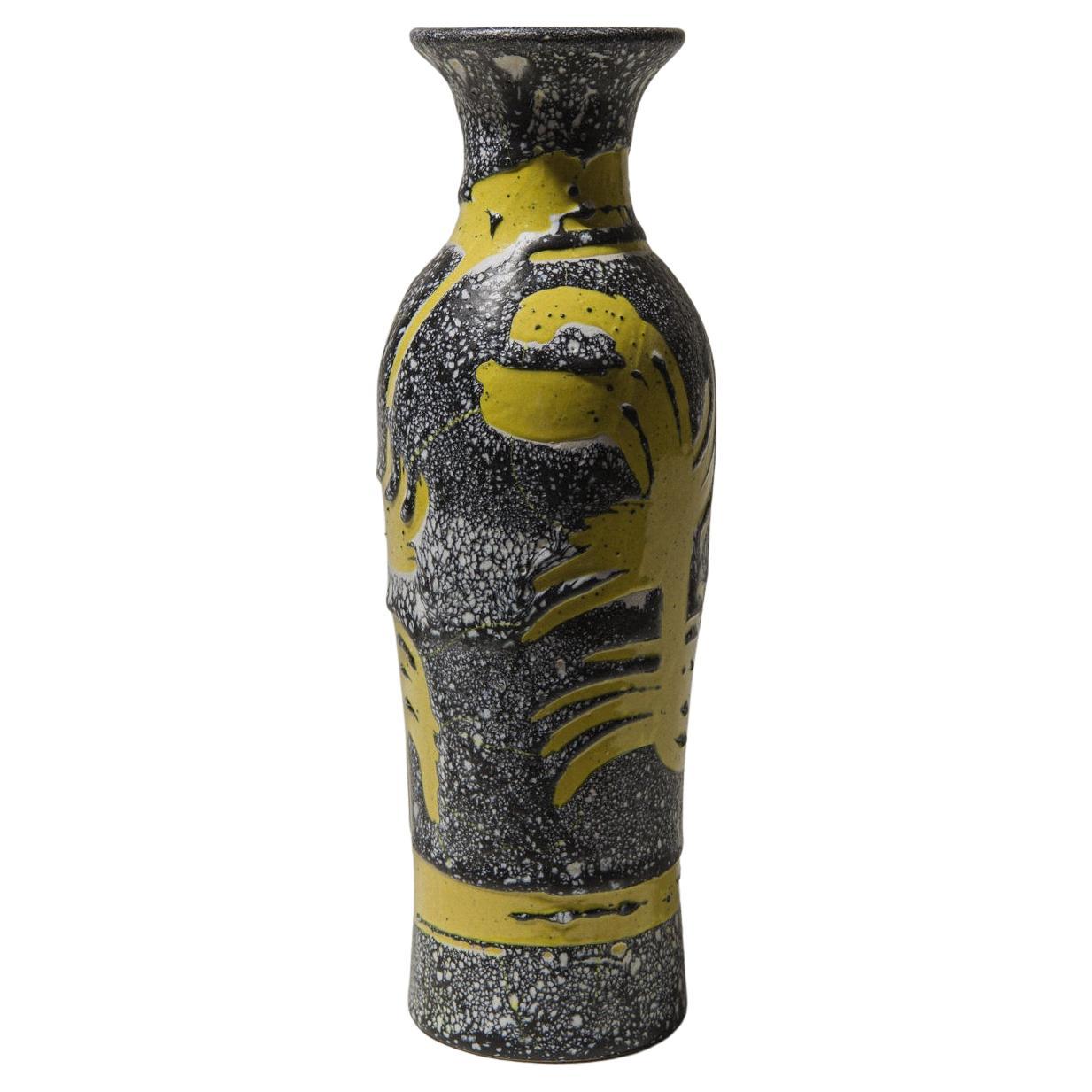 Mid-Century Hungarian Ceramic Vase, Textured Brutalist Form For Sale