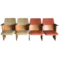 Mid Century Hungarian Cinema Seats, circa 1950s / 4 St 