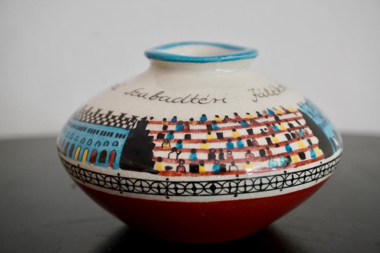 Midcentury Hungarian Hand Painted Ceramic Vase, 1960s 1