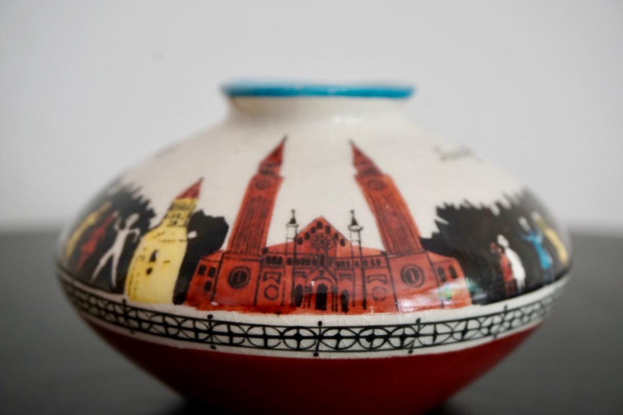 Midcentury Hungarian Hand Painted Ceramic Vase, 1960s 2