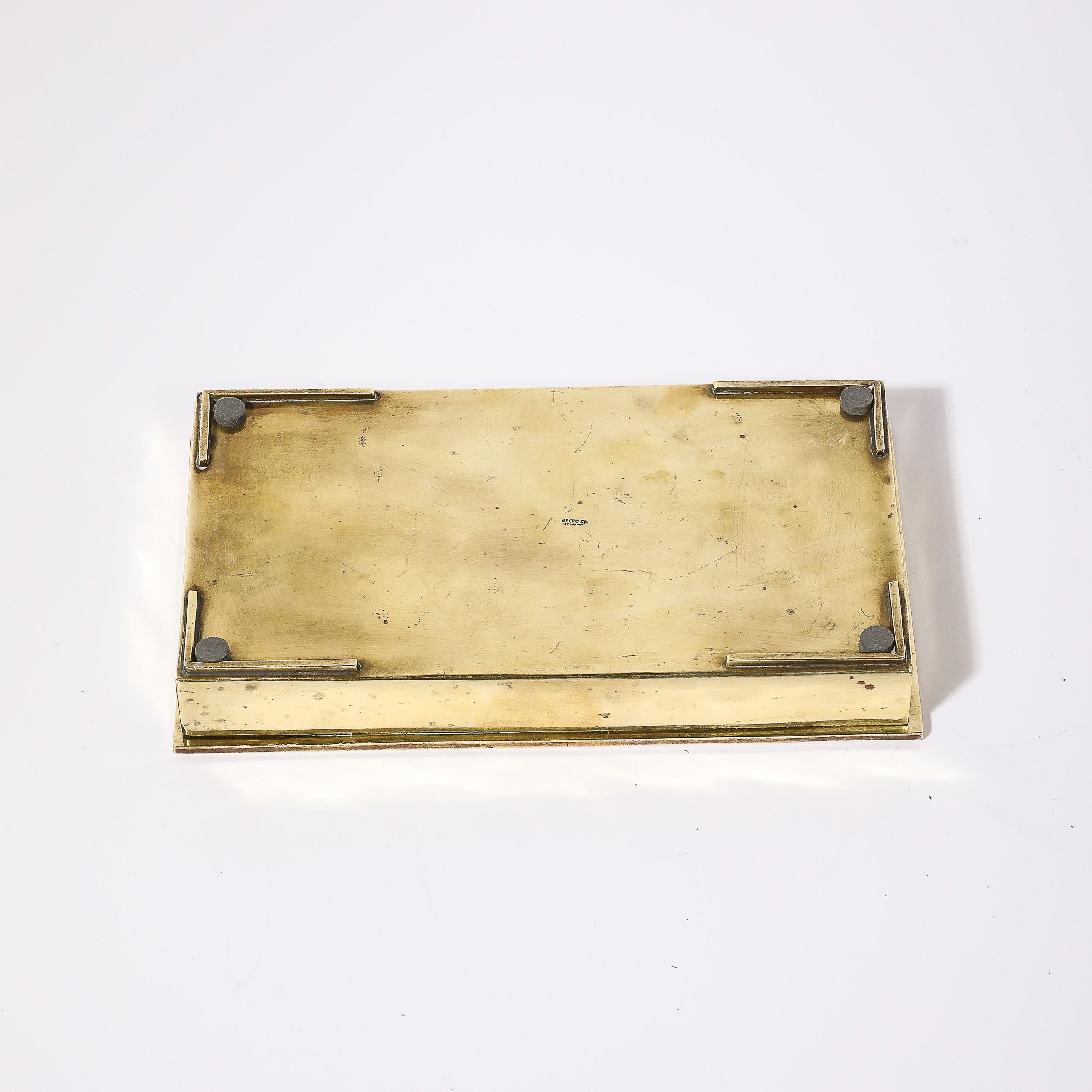 Boîte en laiton, argent et pierre incrustée de scène de chasse du milieu du siècle dernier de Salvador Teran en vente 8