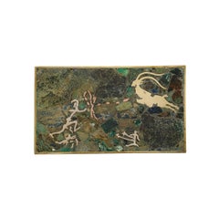 Schachtel mit Jagdszenen aus Messing, Silber und Stein aus der Mitte des Jahrhunderts von Salvador Teran