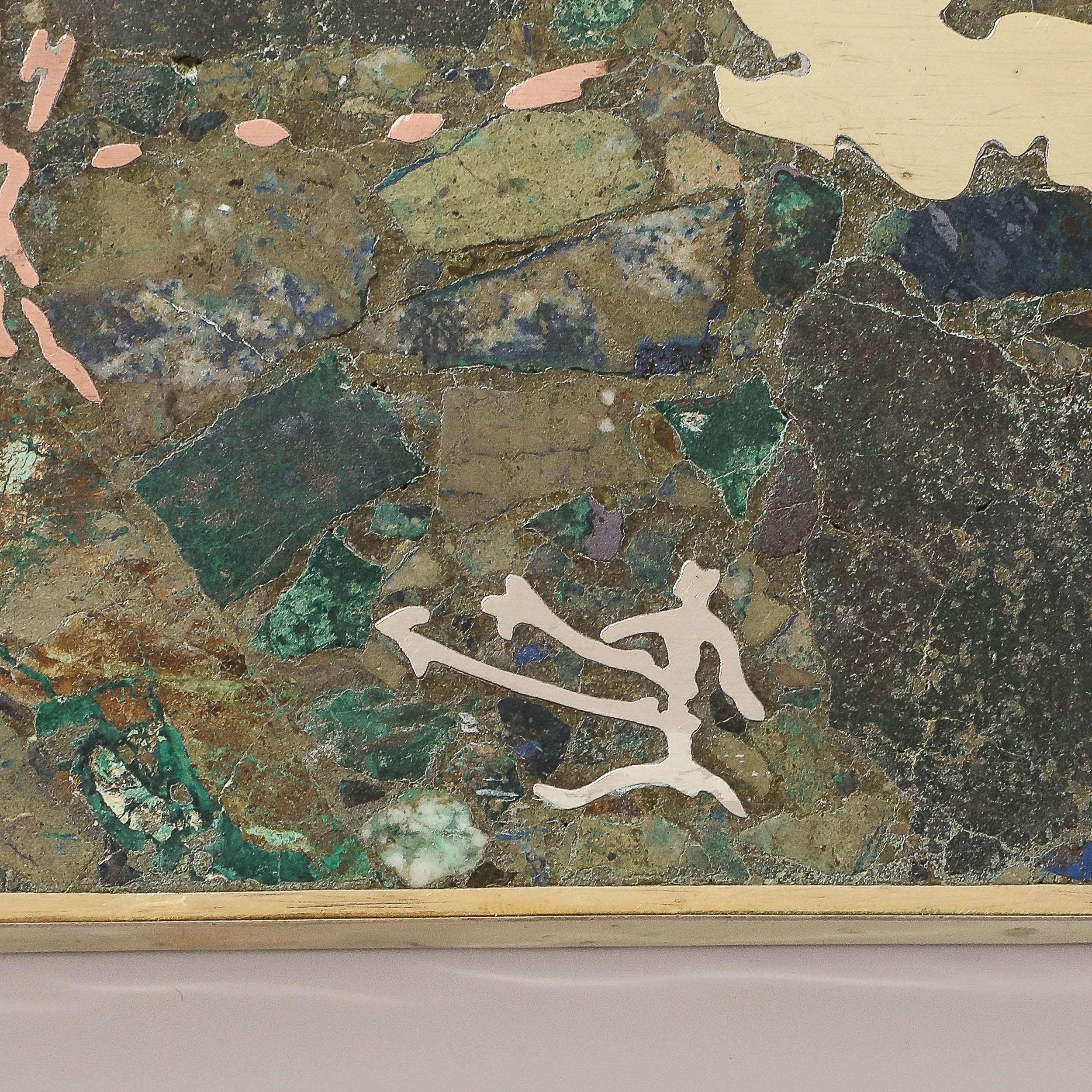 Boîte en laiton, argent et pierre incrustée de scène de chasse du milieu du siècle dernier de Salvador Teran Excellent état - En vente à New York, NY