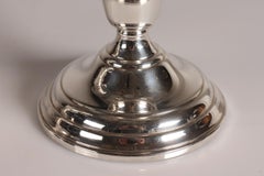 Midcentury Hurricane Candlesticks of Sterling Silver and Glass with Decoration