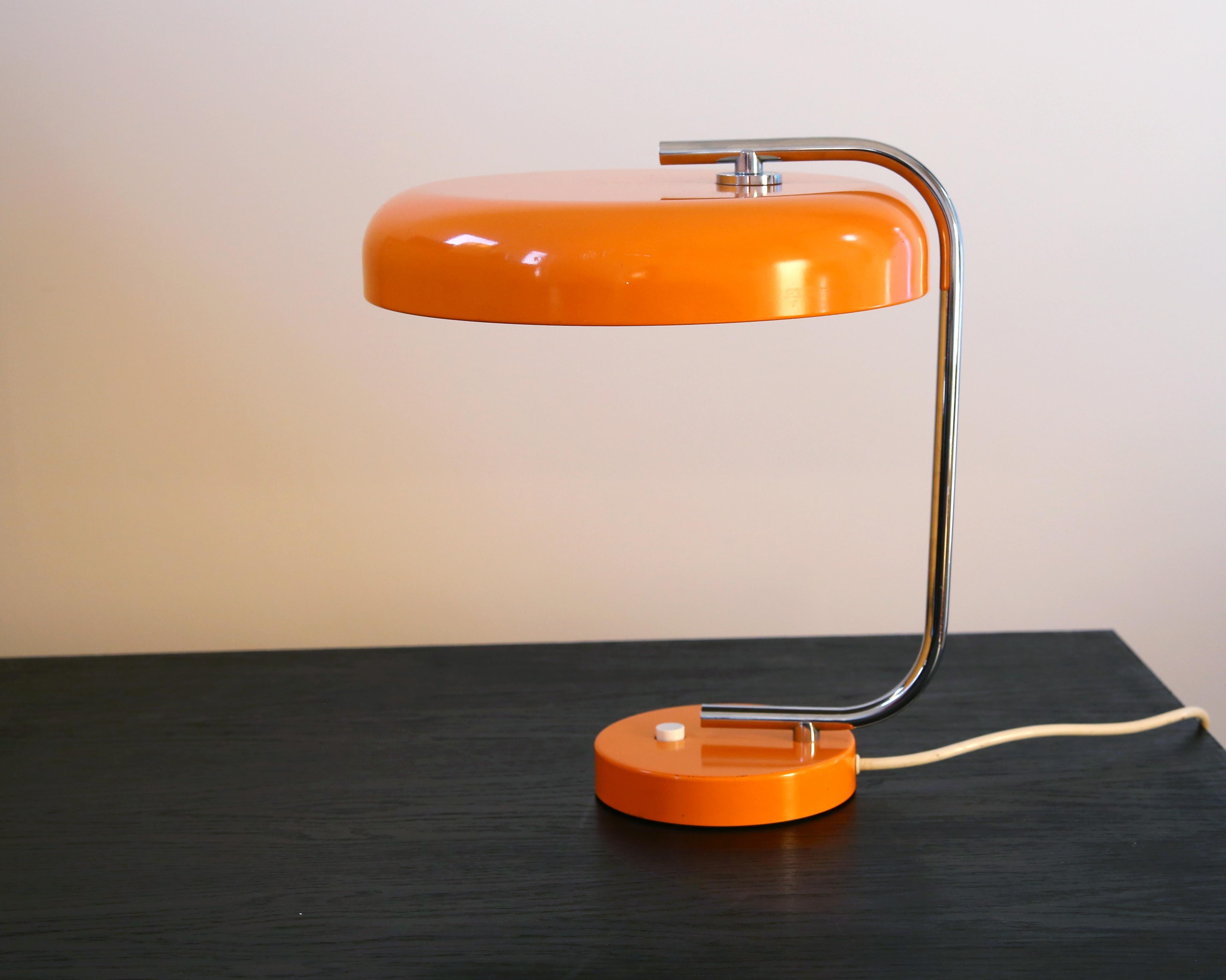 Mid Century Hustadt Leuchten desk lamp, orange colour  60s vintage 10