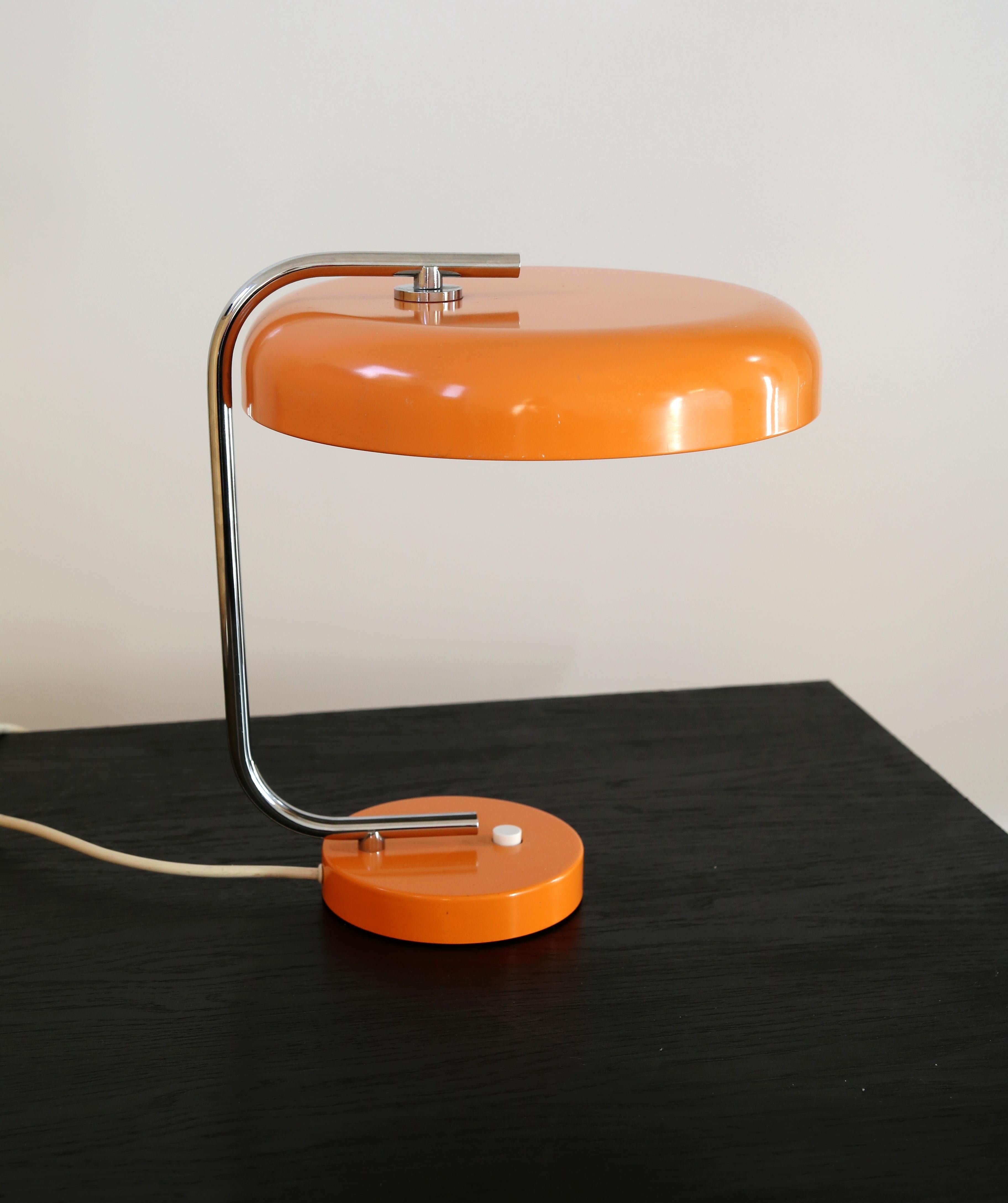 Mid-Century Modern Mid Century Hustadt Leuchten desk lamp, orange colour  60s vintage