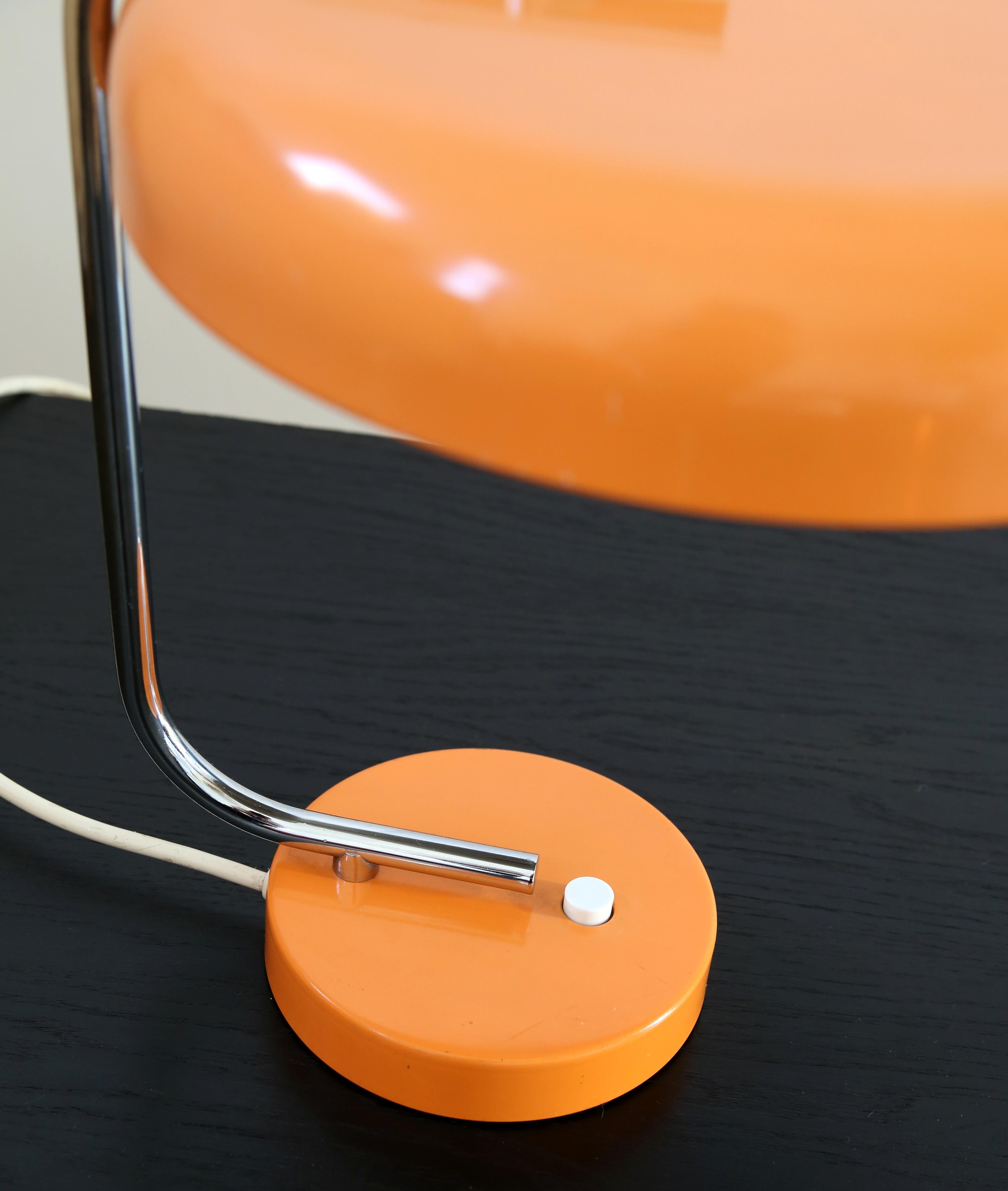 20th Century Mid Century Hustadt Leuchten desk lamp, orange colour  60s vintage