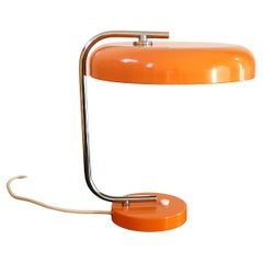 Mid Century Hustadt Leuchten desk lamp, orange colour 60s vintage