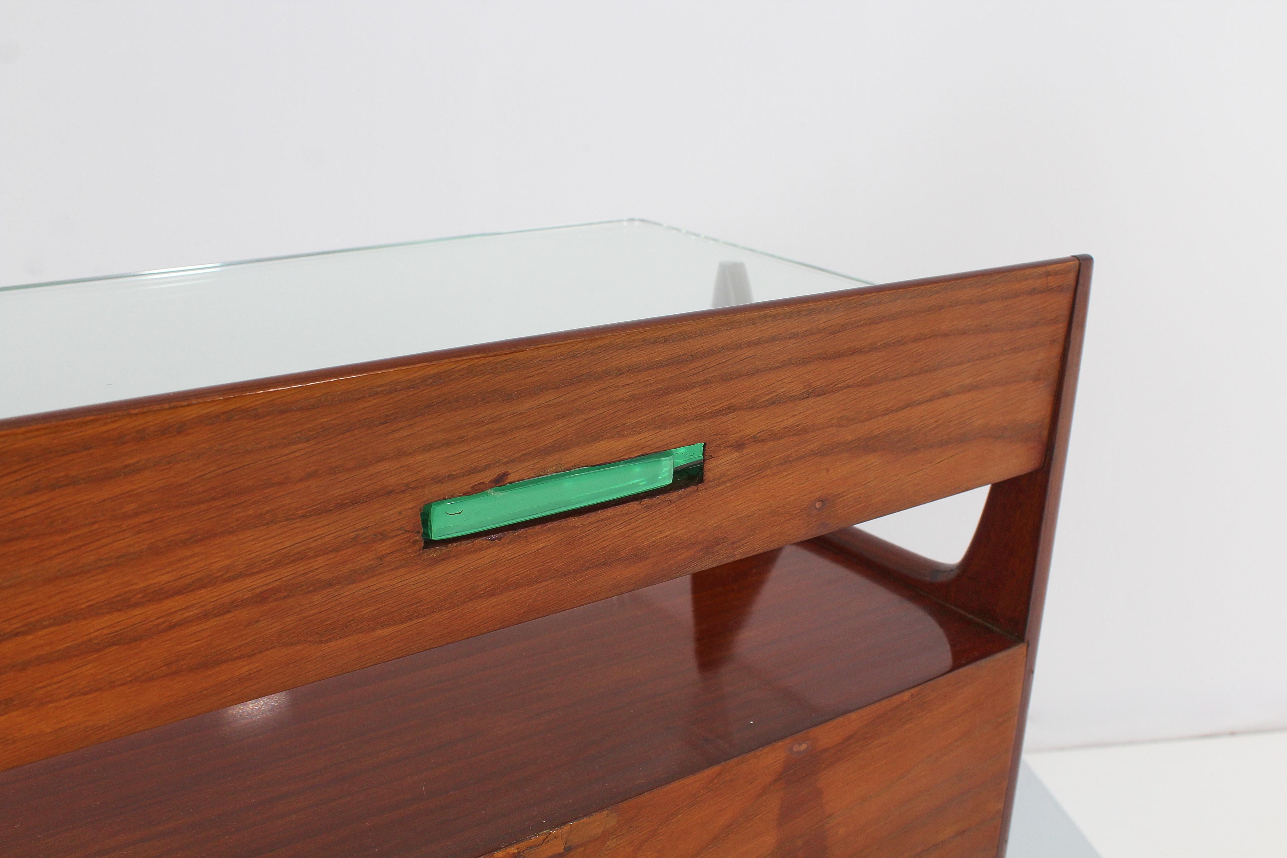 Mid-Century I, Parisi Imposing Wood and Thick Glass Vanity Table, Italy, 1950s 8