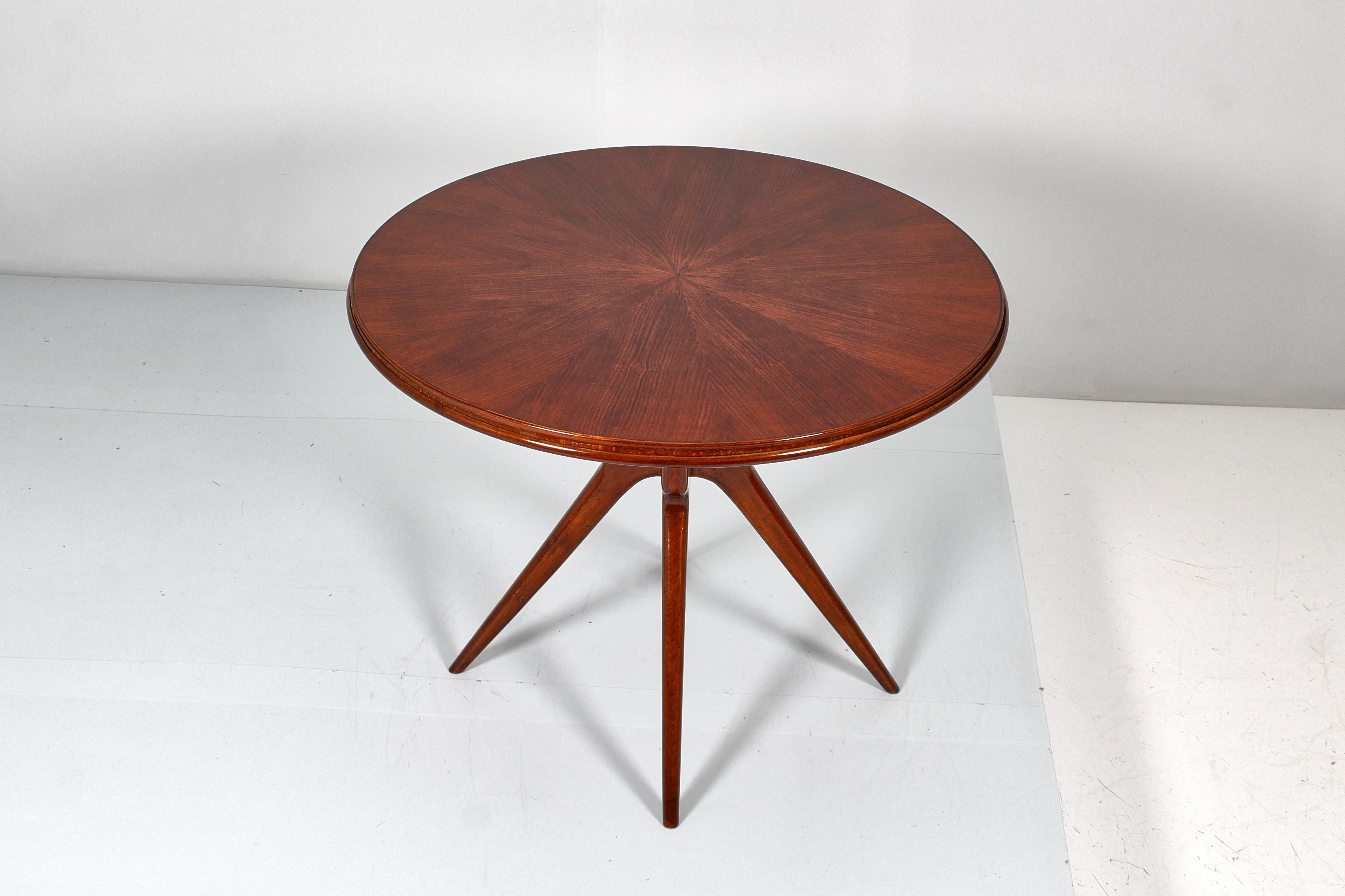 Italian Mid-Century I. Parisi Style Restored Round Wooden Table Cantù, 50s Italy